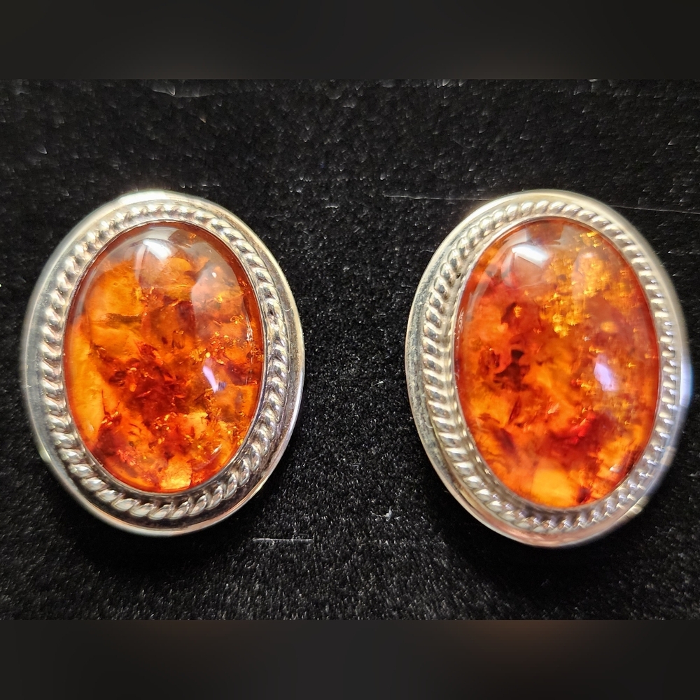 Sterling Silver Baltic Amber Earrongs
